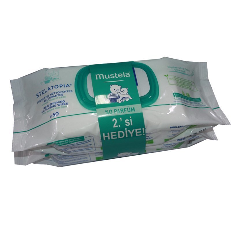 Mustela Stelatopia Yüz Temizleme Mendili Çok Kuru Cilt 50li 2.si Hediye