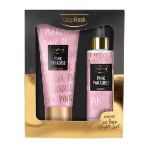 DeepFresh Pink Paradise Kutulu Hediye Seti - Vücut Spreyi 200 ml + Vücut Losyonu 200 ml