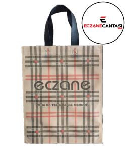 Eczane Çantası Ekose Kulplu Büyük Bez Çanta 30x37 100 lü Paket