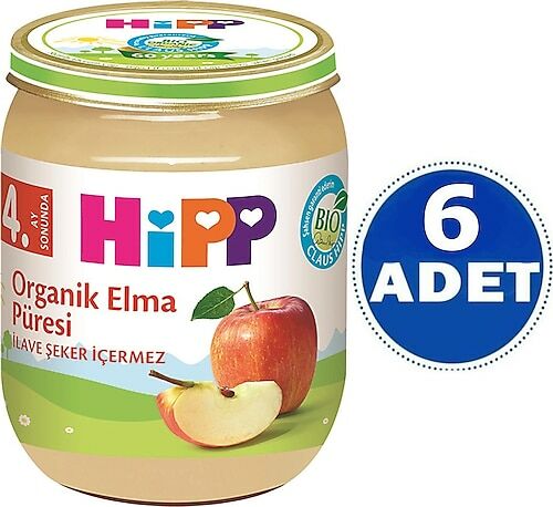 Hipp Kavanoz Maması Organik Elma Püresi 125 gr - 6 Adet