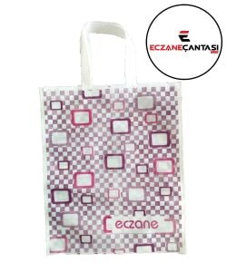 Eczane Çantası Kareli Kulplu Büyük Bez Çanta 30x37 100 lü Paket