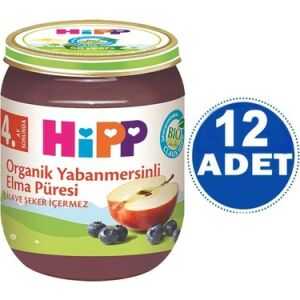 Hipp Kavanoz Maması Organik Yabanmersinli Elma Püresi 125 gr - 12 Adet