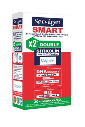 Sorvagen Smart Double Sitikolin Dha Omega 3 ve B12 30 Kapsül