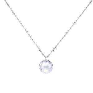 Yuvarlak Elmas Taşlı Zirkon Kolye Gümüş