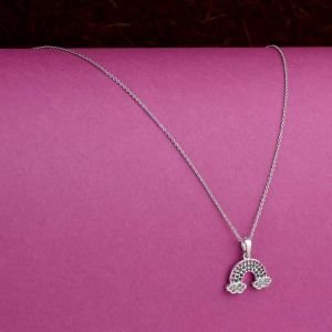 Gökkuşağı Figürlü Zirkon Kolye Gümüş