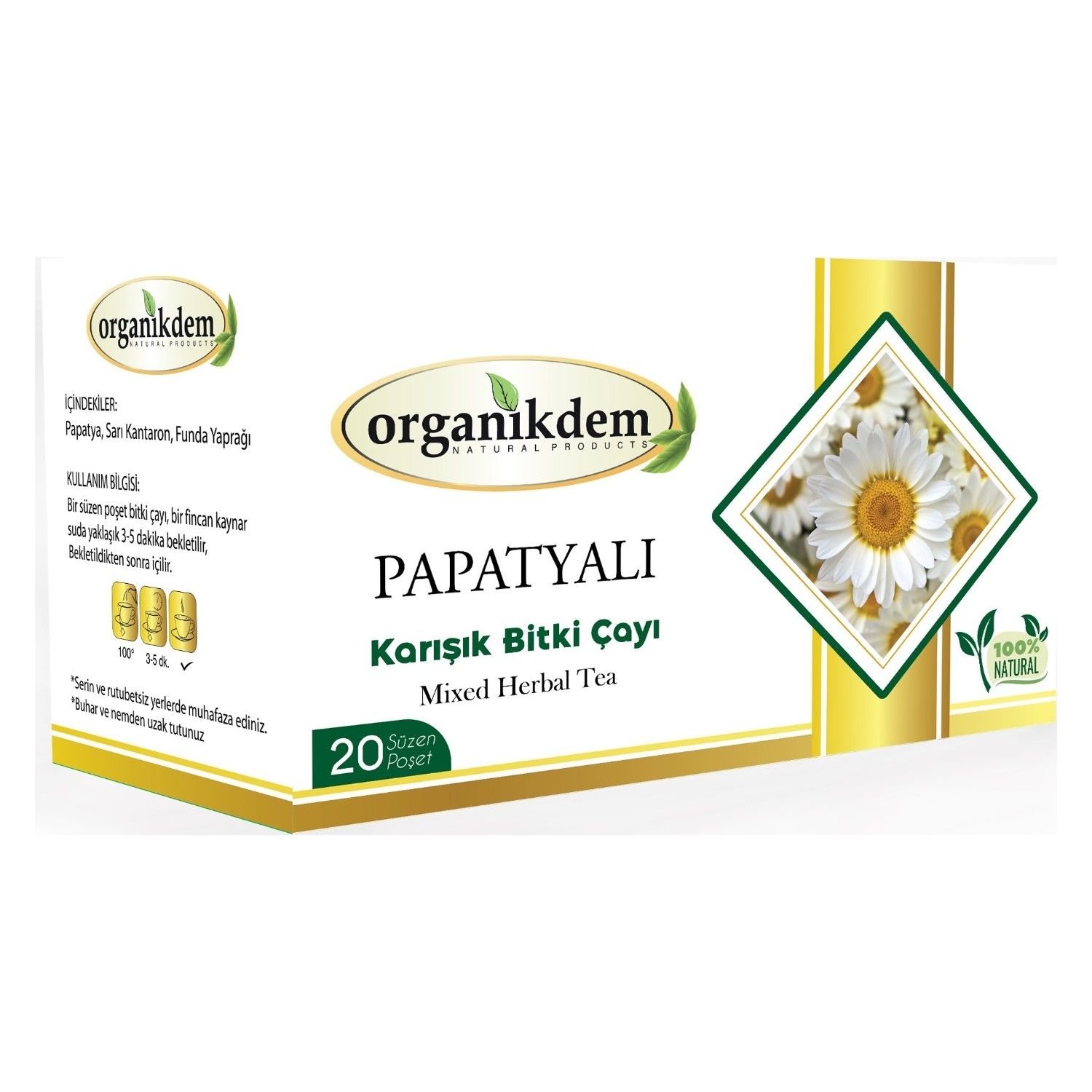 Organikdem Papatyalı Bitki Çayı 20 Süzen Poşet