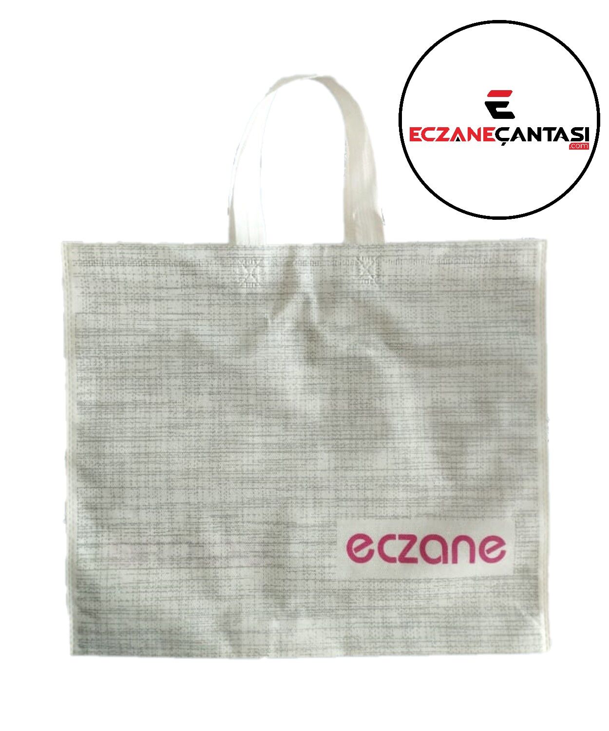 Eczane Çantası Kanaviçe Kulplu Körüklü Büyük Bez Çanta 40x34x7 50 li Paket