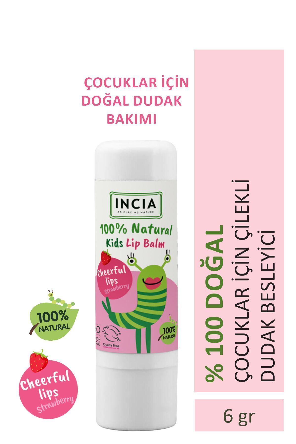 Incia Çocuklar İçin Çilekli Dudak Besleyici 6 gr