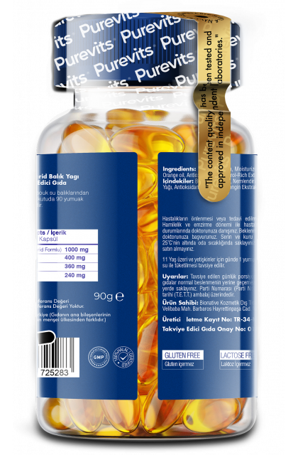 Purevits Advanced Omega 3 Yüksek Oran Epa Dha 1000 mg Balık Yağı 90 Adet Soft Jel Kapsül
