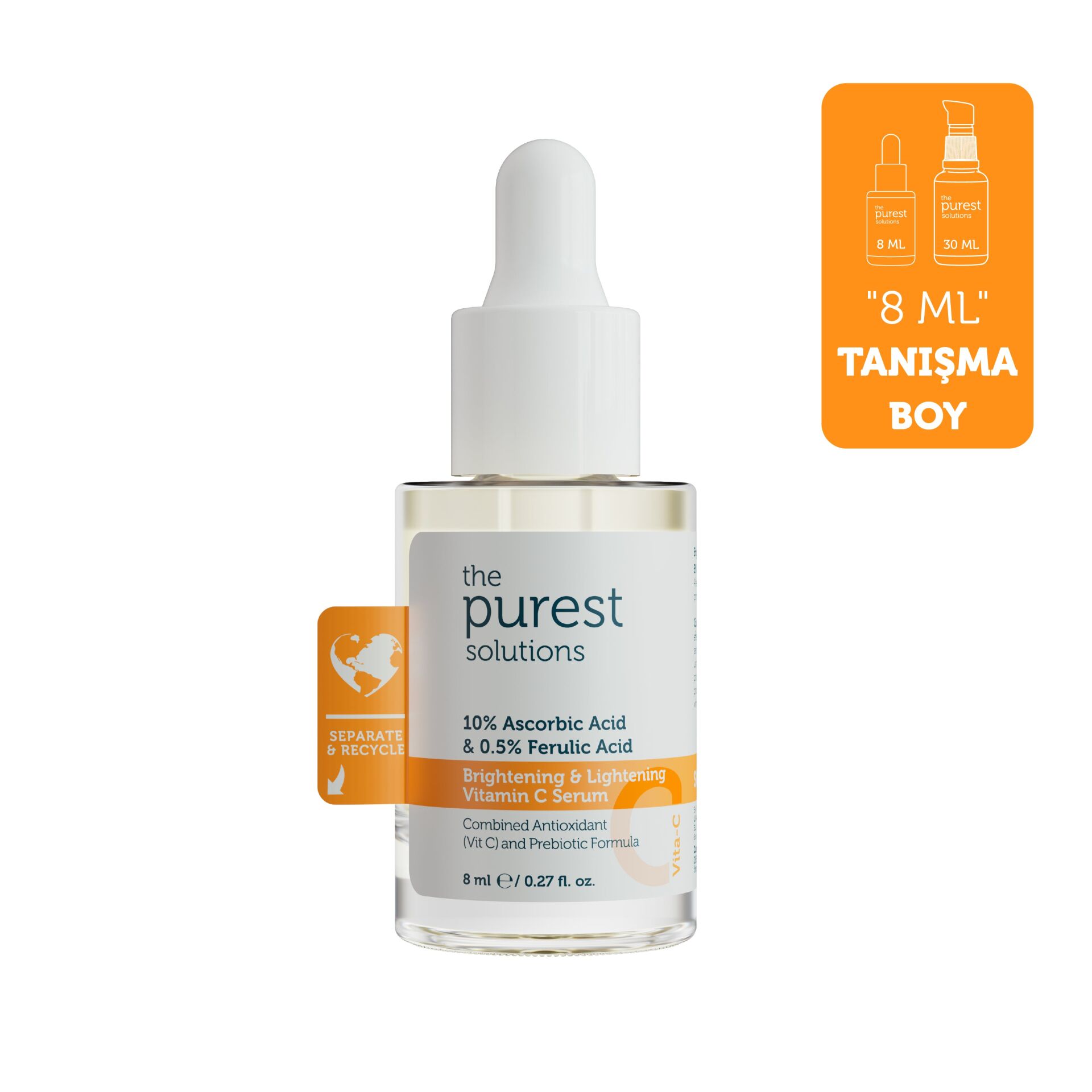 The Purest Solutions Aydınlatıcı ve Cilt Tonu Eşitleyici C Vitamini Cilt Serumu Seyahat Boy 8 ml