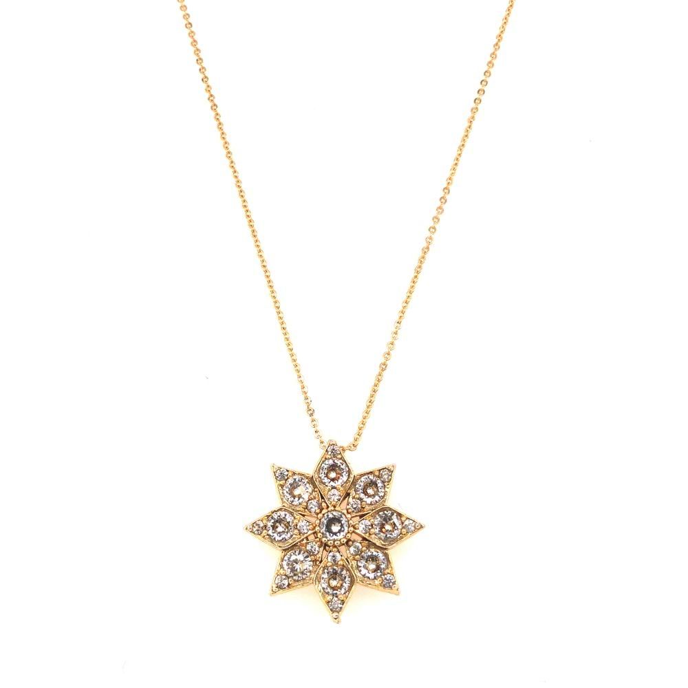Lotus Çiçeği Figürlü Zirkon Kolye Gold