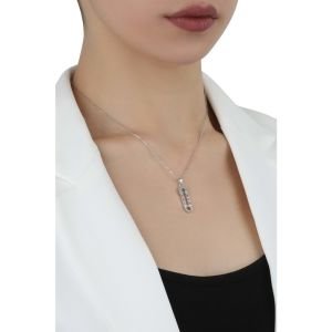 Çengelli İğne Figürlü Zirkon Kolye Gümüş