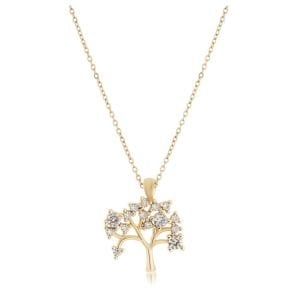 Hayat Ağacı Zirkon Kolye Gold