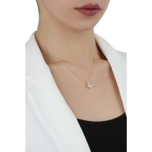 Kelebek Figürlü Zirkon Kolye Gold