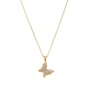 Kelebek Figürlü Zirkon Kolye Gold