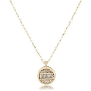 Daire Beşli Baget Taşlı Zirkon Kolye Gold