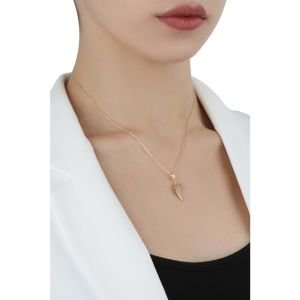 Yaprak Figürlü Zirkon Kolye Gold