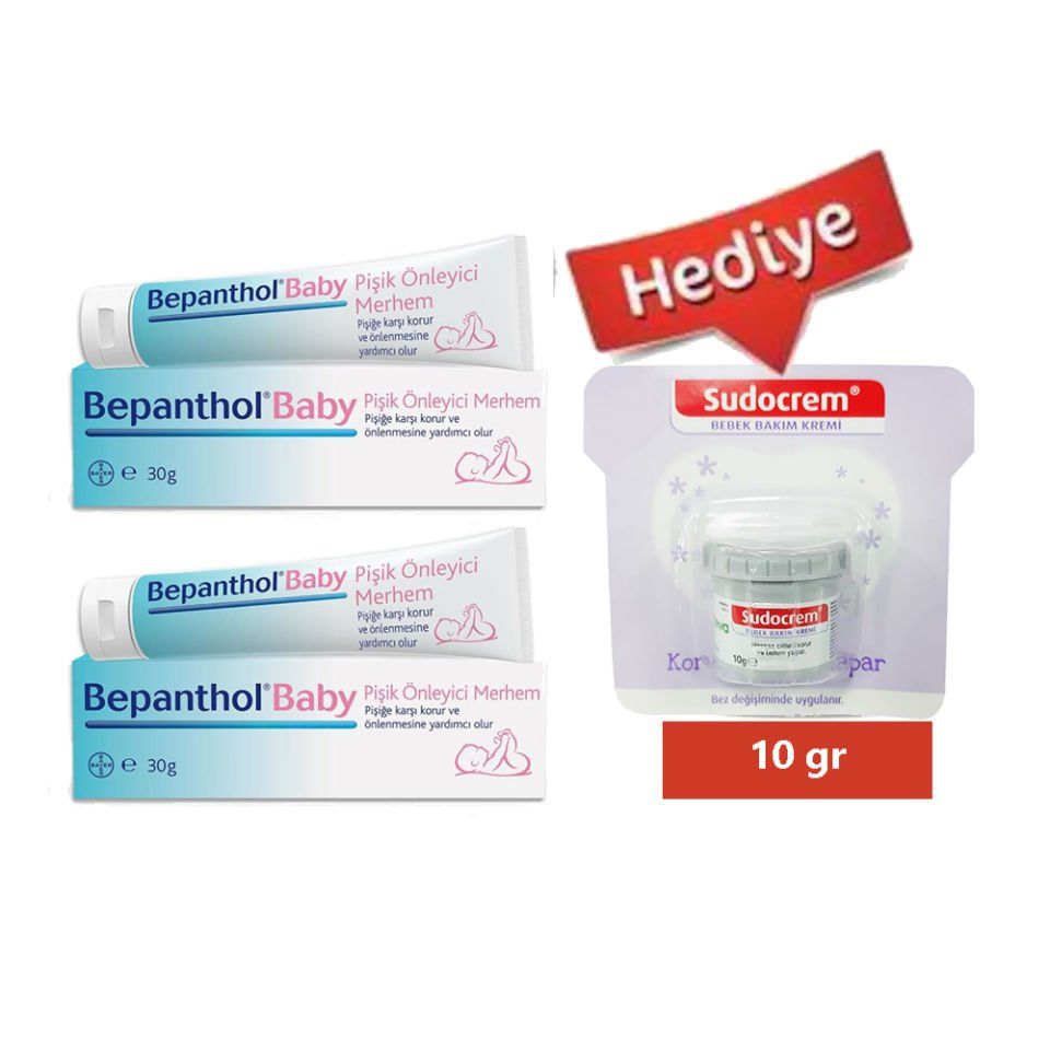 SKT:04/2024 -- 2 Adet Bepanthol Pişik Merhemi 30 gr Alana Sudocrem 10gr Hediye