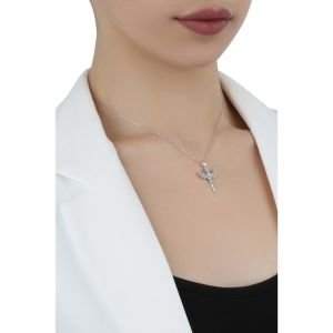 Melek Figürlü Küçük Zirkon Kolye Gümüş