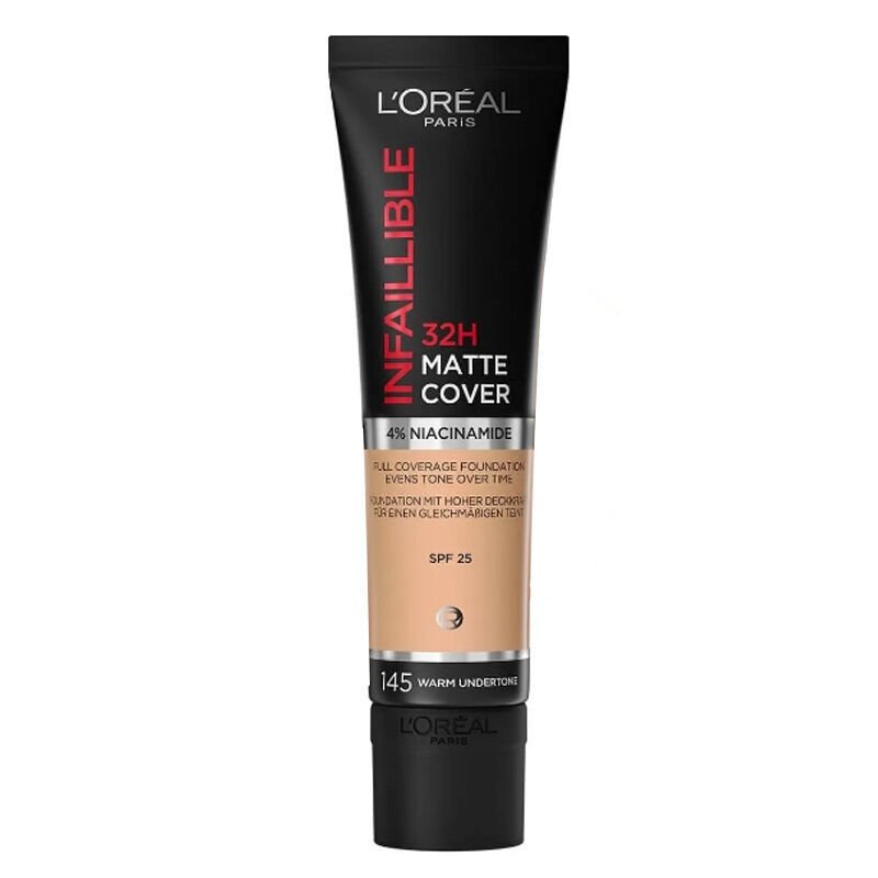 L'Oreal Paris Infaillible 32H Matte Cover Yüksek Kapatıcı Fondöten - Sıcak Alt Ton 145