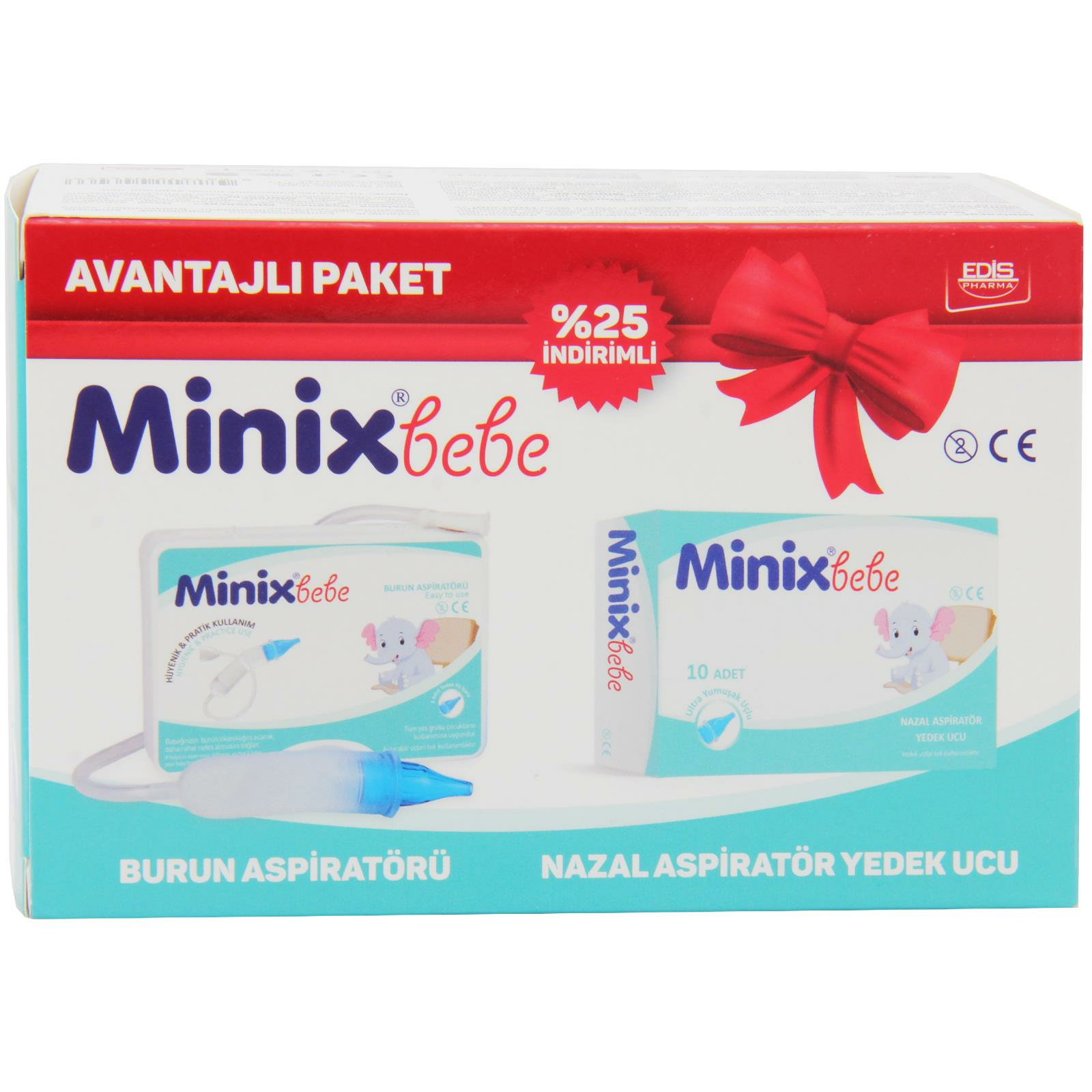 Minix Bebe Nazal Burun Aspiratörü ve Yedek Ucu 10'lu - Avantajlı Paket