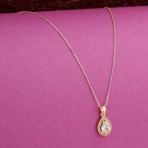 Damla Taşlı Zirkon Kolye Gold
