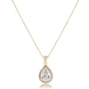 Damla Taşlı Zirkon Kolye Gold