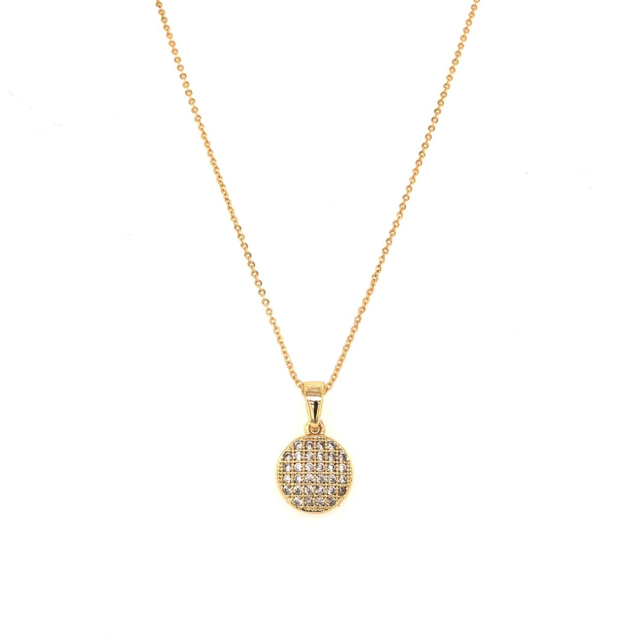 Düğme Figürlü Zirkon Kolye Gold