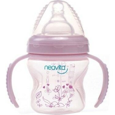 Neavita Geniş Ağız Desenli Kulplu PP Biberon 3 Ay+ Pembe - 140 ml