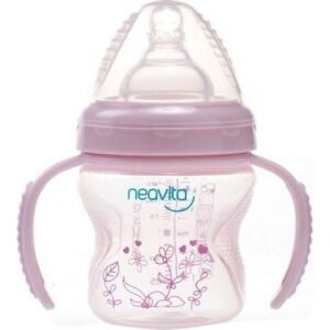 Neavita Geniş Ağız Desenli Kulplu PP Biberon 3 Ay+ Pembe - 140 ml