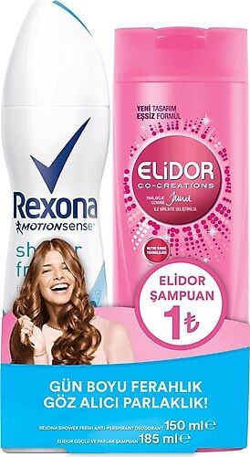 Rexona Kadın Deodorant Sprey Shower Fresh 150 ml + Elidor Şampuan Güçlü ve Parlak 185 ml