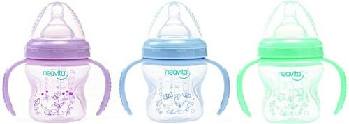 Neavita Geniş Ağız Desenli Kulplu PP Biberon 3 Ay+ Mavi - 140 ml