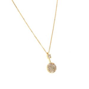 Tek Taş Kulp Zirkon Kolye Gold