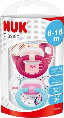 Nuk Classic 6-18 Ay Silikon Emzik 2'li
