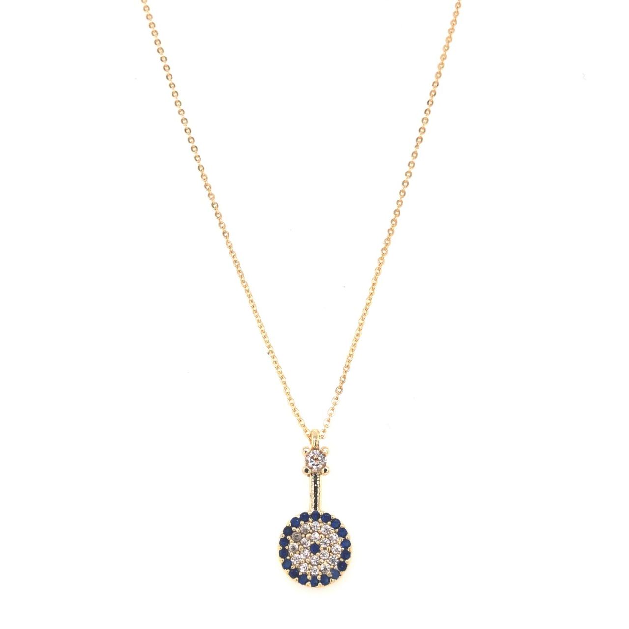 Tek Taş Nazar Zirkon Kolye Gold