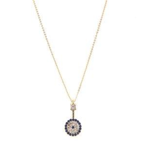 Tek Taş Nazar Zirkon Kolye Gold