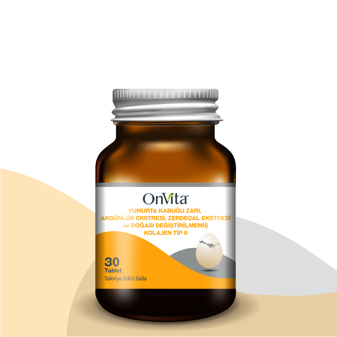 Onvita Yumurta Kabuğu Zarı + Akgünlük Ekstresi + Zerdeçal Ekstresi + Kolajen Tip II 30 Kapsül