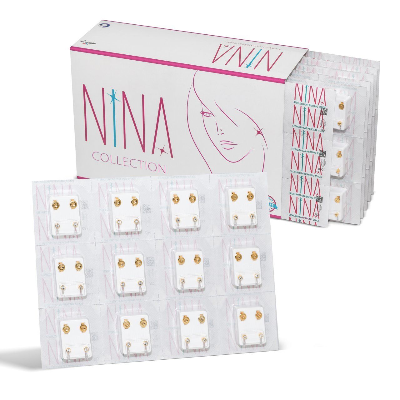 Nina Gold Turquise Küpe 12'li