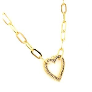 Kalp Figürlü Gold Zincirli Kolye