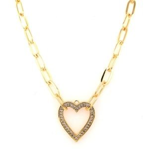 Kalp Figürlü Gold Zincirli Kolye