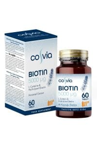 Cosvia Biotin 5000 mcg L-Sistein Hidrolize Elastin At Kuyruğu Ekstresi 60 Kapsül