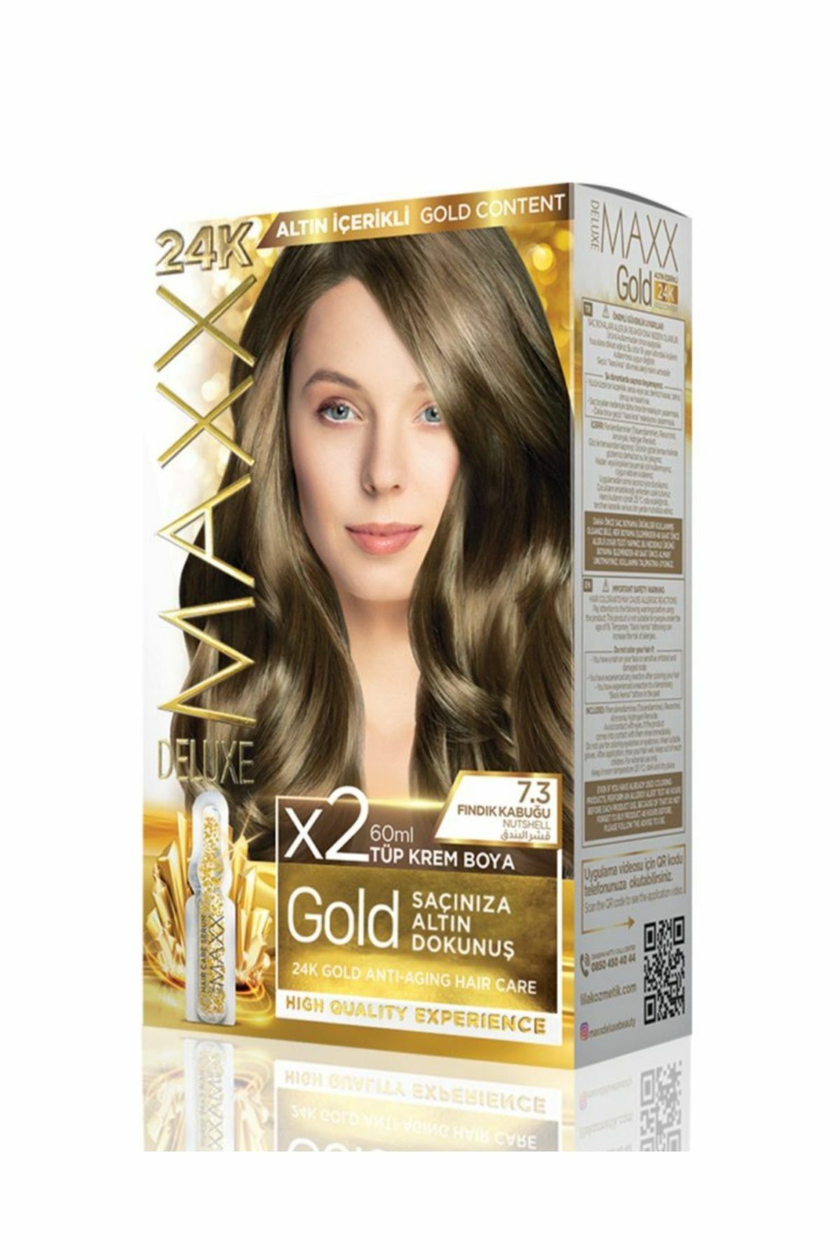Maxx Deluxe Golden-24K Saç Boyası 2'li 60 ml 7.3 Fındık Kabuğu
