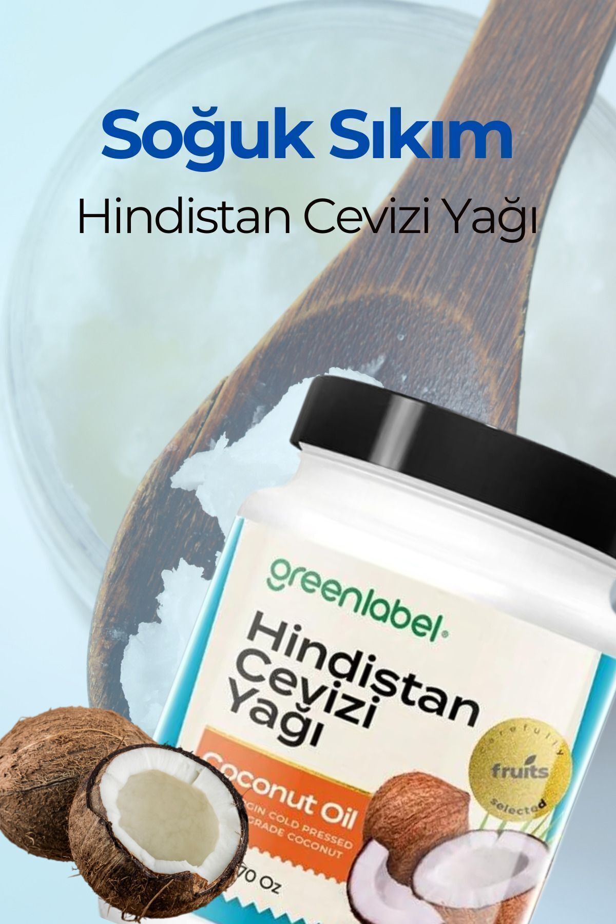 Greenlabel Hindistan Cevizi Yağı %100 Doğal ve Saf 80 gr