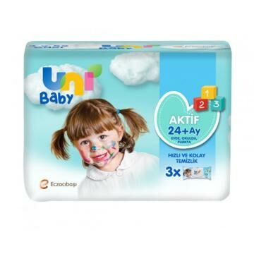 SKT:10/2024 Uni Baby Aktif Islak Mendil 52 li x 3 Adet