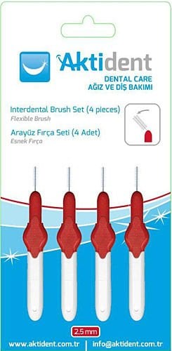 Aktident Orid Arayüz Fırçası 2,5 mm Kırmızı 4'lü
