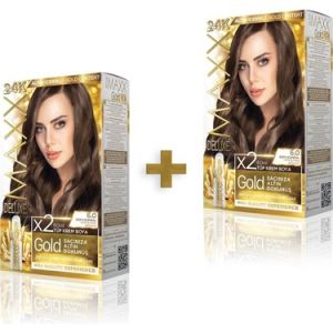 Maxx Deluxe Golden-24K Saç Boyası 2'li 60 ml 6.0 Koyu Kumral