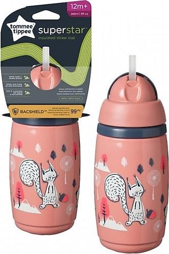 Tommee Tippee Süper Star Isı Yalıtımlı Pipetli Bardak - Pembe