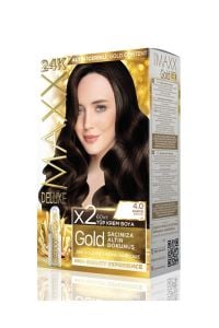 Maxx Deluxe Golden 24K Saç Boyası 2'li 60 ml 4.0 Kahve