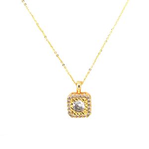 Tek Taş Kare Parlak Zirkon Kolye Gold