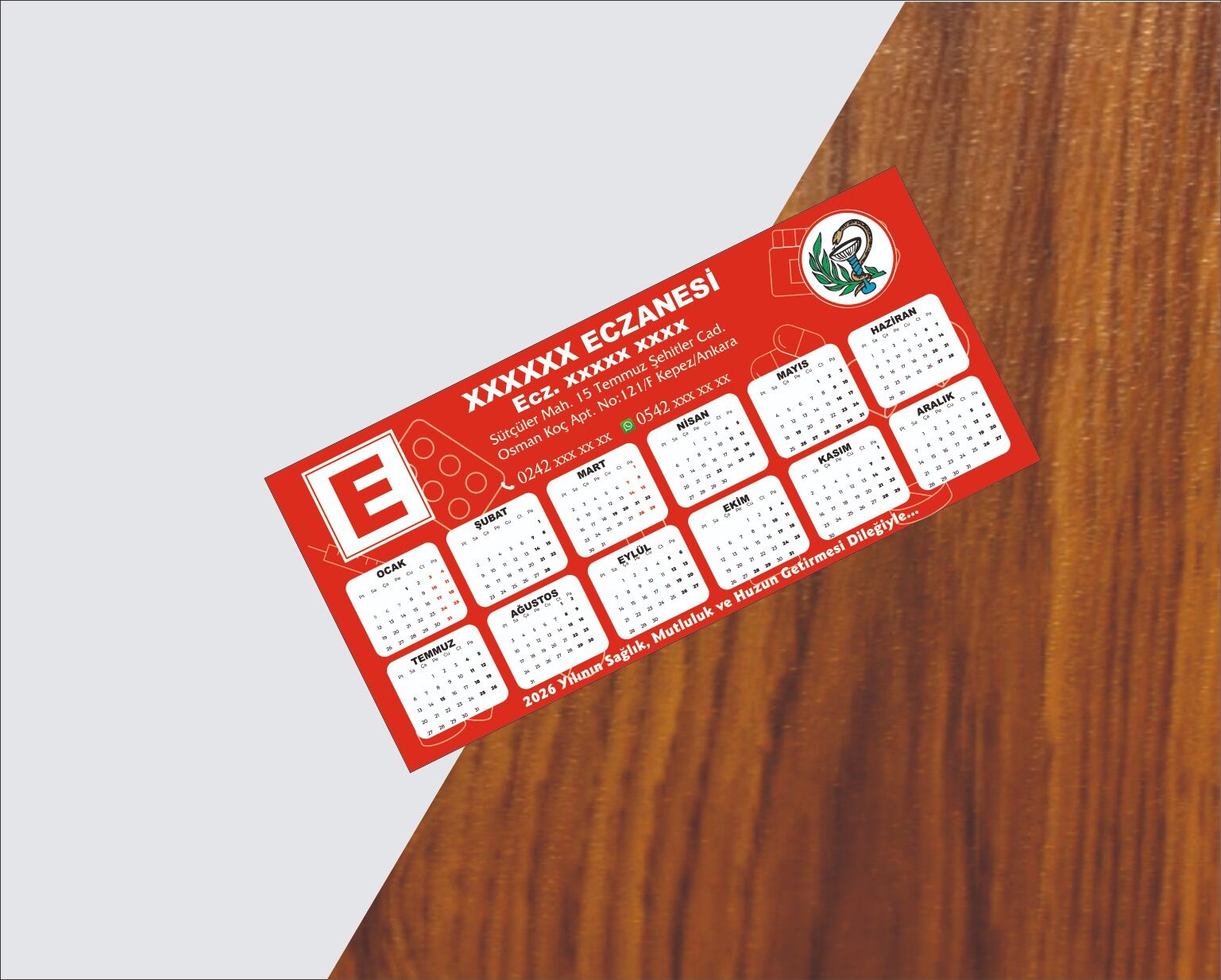 15x7 cm Eczanenize Özel Takvimli Magnet 1000 Adet